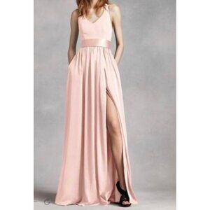 White by Vera Wang Womens V Neck Halter Gown Petal Blush VW360214 size 12
